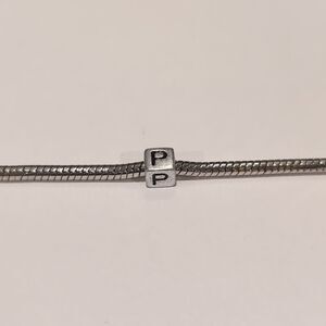 Silver P Spacer Charm for Pandora Style Bracelet‎